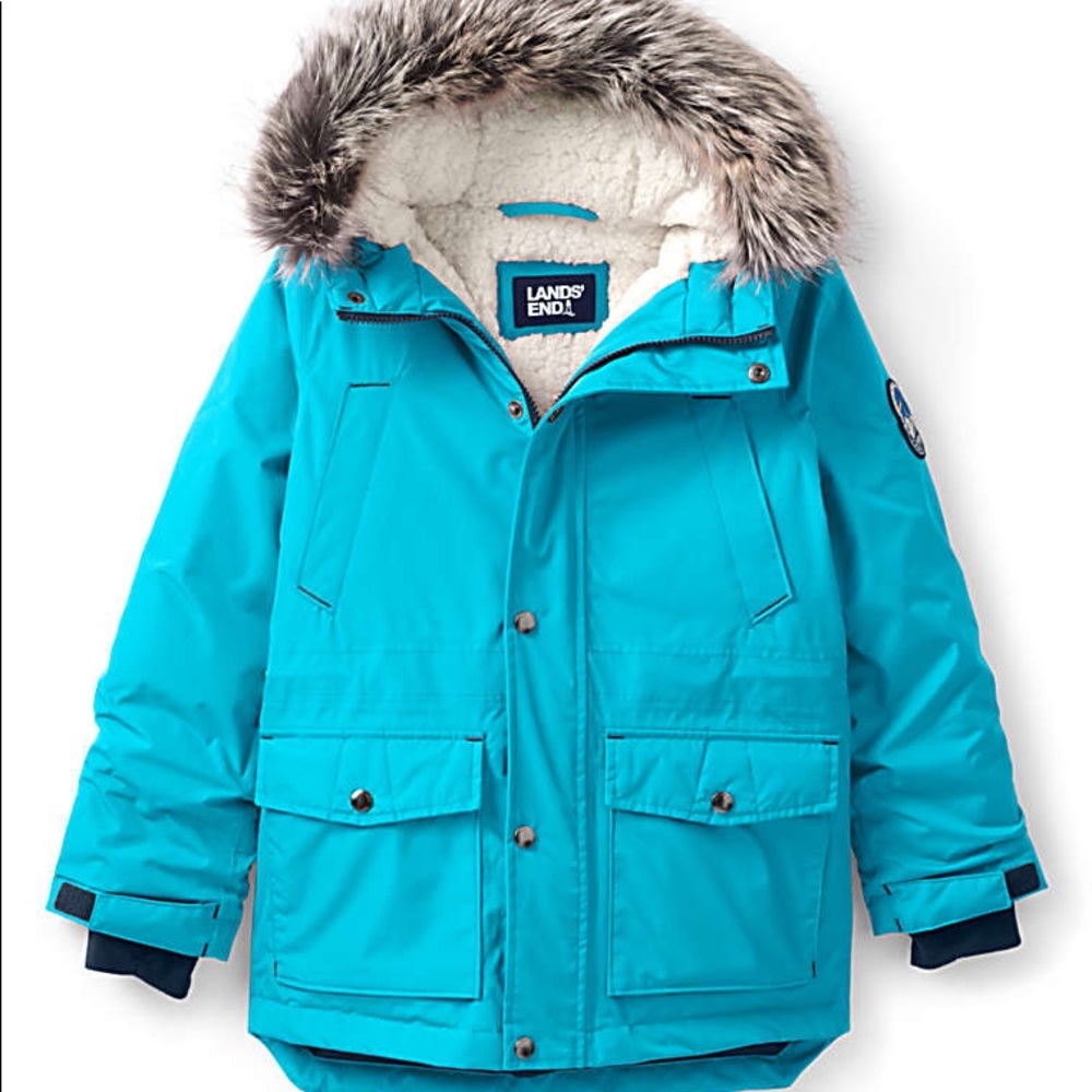 Lands’ End Kids Expedition Parka - Tropical Turquoise - Size Small (4)